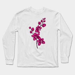 branch with purple orchid flowers Long Sleeve T-Shirt